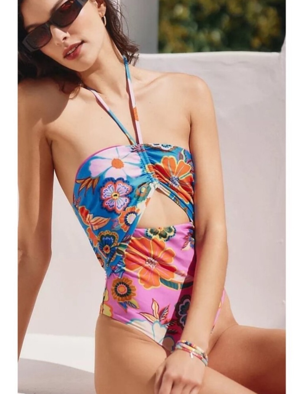 FARM RIO Full Garden Cutout One Piece Swimsuit in Size Large NWT